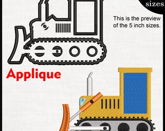 Bulldozer Applique Embroidery Design - Construction Machine (Digital Download)