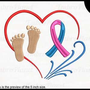 Ribbon baby Feet Heart - Design for Embroidery Machine Instant Download digital embroidering files stitch 1773e
