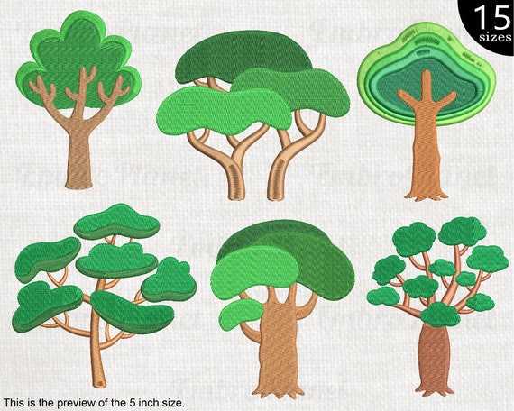 Cartoon Trees Designs for Embroidery Machine Instant - Etsy