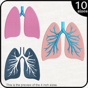 Lungs - Designs for Embroidery Machine Instant Download digital embroidering files stitch organ lung stethoscope doctor 1702e