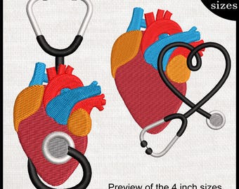 Heart And Stethoscope - Design for Embroidery Machine Instant Download digital embroidering file stitch cartoon 1619e