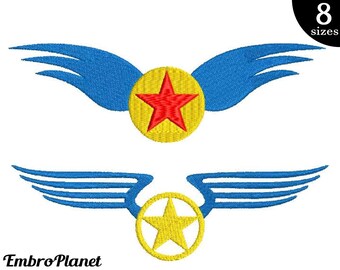 Pilot signs - Designs for Embroidery Machine Instant Download Digital Graphic File Stitch 4x4 5x7 inch hoop sign plane fly plane star 435e