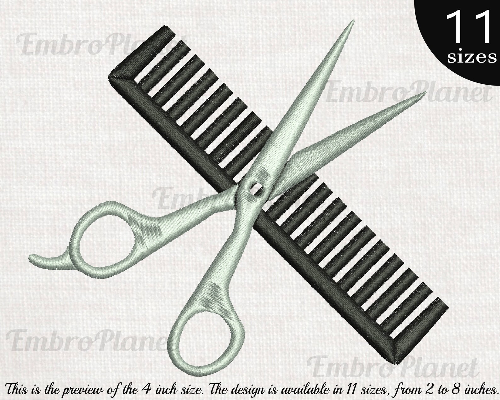 Scissors And Comb Design for Embroidery Machine Instant Etsy