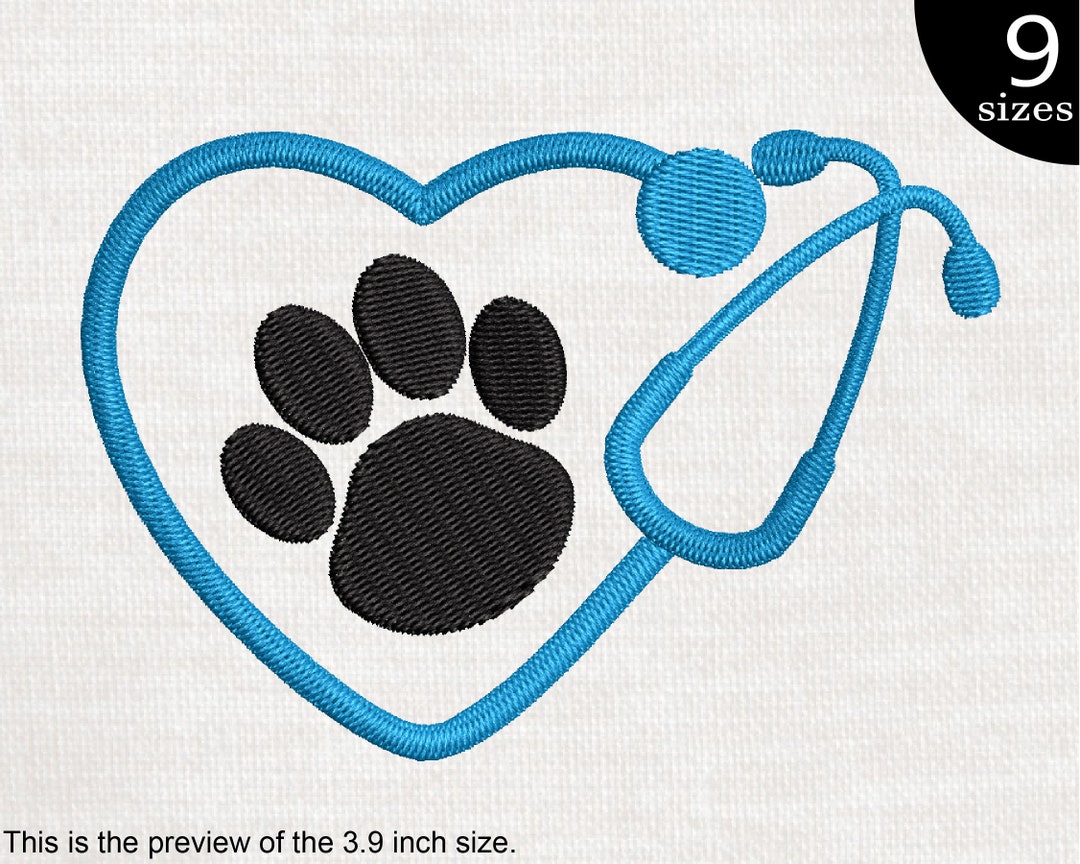 Paw Stethoscope Design for Embroidery Machine Instant Download Digital
