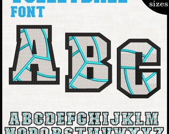 Volleyball Alphabet Embroidery Designs A-Z (Digital Download)