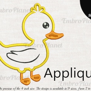 Applique Duckling - Design for Embroidery Machine Instant Download digital file stitch sign symbol icon pattern cute yellow animal farm 954e