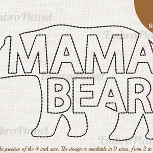Outline Mama Bear - Design for Embroidery Machine Instant Download digital file stitch sign icon pattern cartoon symbol forest animal 1118e