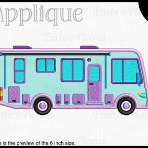 Applique Motorhome  - Design for Embroidery Machine Instant Download digital embroidering files stitch pattern cartoon home vehicle 1296e