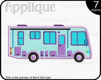 Applique Motorhome  - Design for Embroidery Machine Instant Download digital embroidering files stitch pattern cartoon home vehicle 1296e