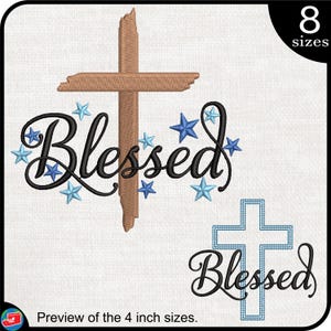 Blessed With Cross - Designs for Embroidery Machine Instant Download digital embroidering files stitch blest 1866e