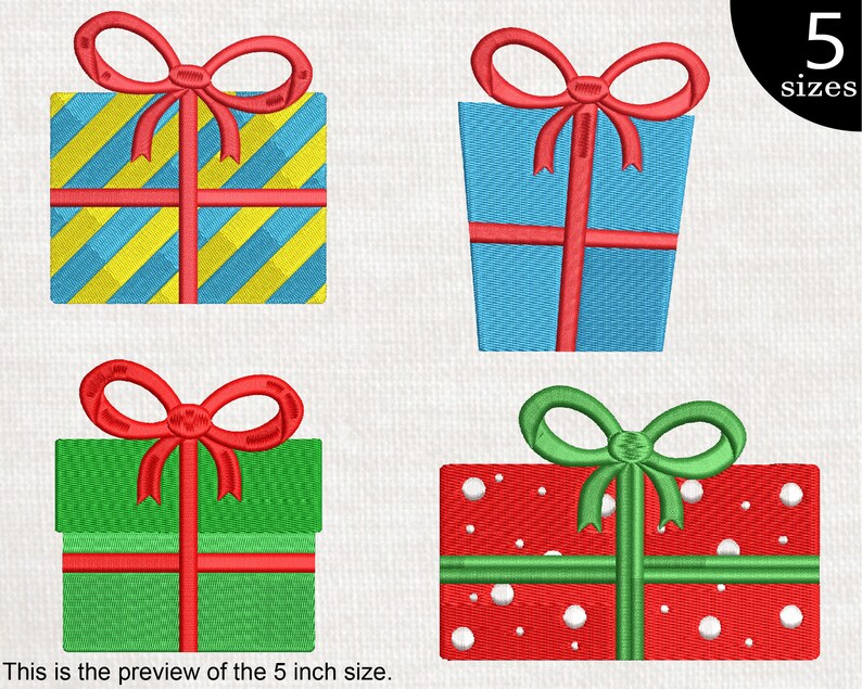 Design for Embroidery Machine Instant Download digital embroidering file stitch cartoon gift presents Xmas bow 330e Christmas Gifts