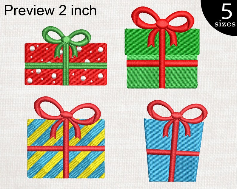 Design for Embroidery Machine Instant Download digital embroidering file stitch cartoon gift presents Xmas bow 330e Christmas Gifts