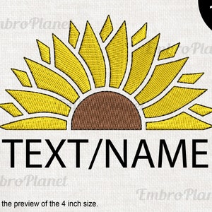 Half Sunflower - Design for Embroidery Machine Instant Download digital file stitch sign icon symbol flower summer yellow  outline 1321e