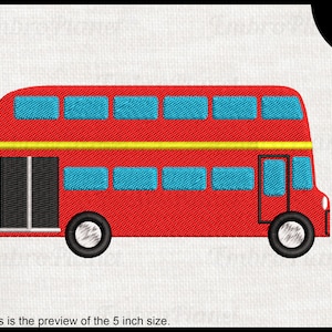 UK Bus - Designs for Embroidery Machine Instant Download digital file stitch cartoon London UK U.K. United Kingdom 1618e