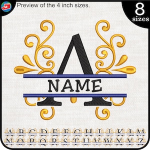 Split Regal Alphabet  - Designs for Embroidery Machine Instant Download digital embroidering files stitch  pattern name text 1235e