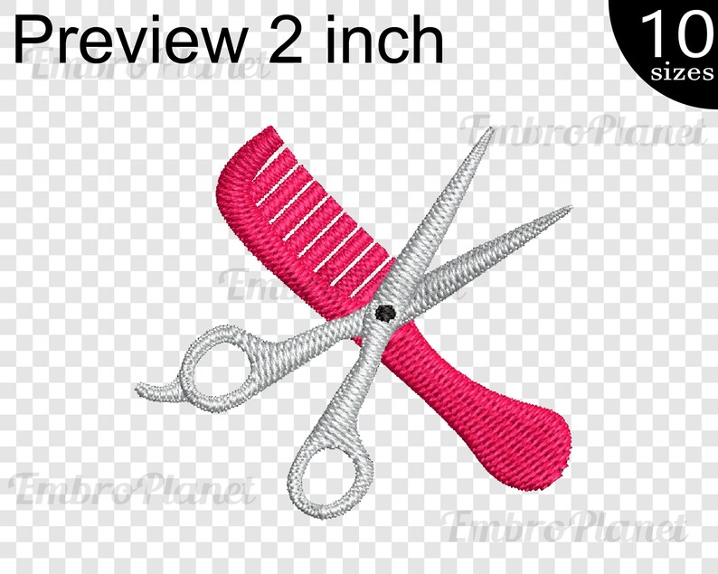 Comb and Scissors Design for Embroidery Machine Instant Etsy