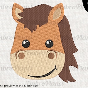 Cute Horse Head - Design for embroidery machine, Instant Download digital file stitch icon sign symbol pattern farm animal cute smile 778e