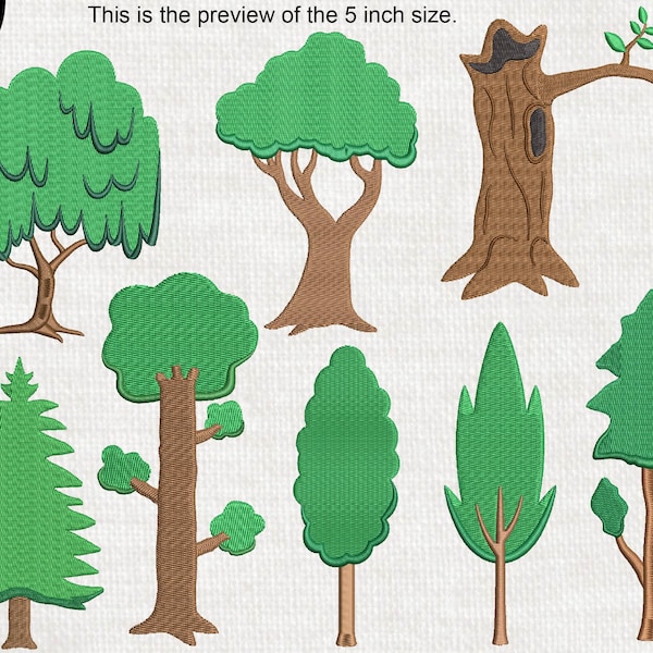 Cute Cartoon Trees - Designs for Embroidery Machine Instant Download digital file stitch forest jungle tree 116e