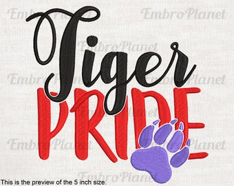 Tiger Pride Embroidery Design – Wildcat Paw, Team Spirit (Instant Download)