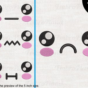 Cute Sad Kawaii Faces - Design for embroidery machine, Instant Download digital file stitch icon sign symbol  cartoon anime face 789e