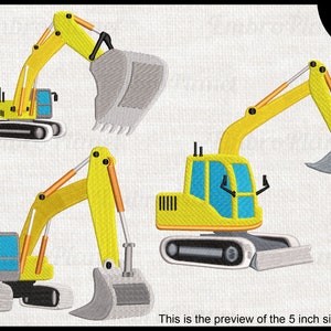 Construction Excavator - Designs for Embroidery Machine Instant Download digital embroidering files stitch digging work 1744e