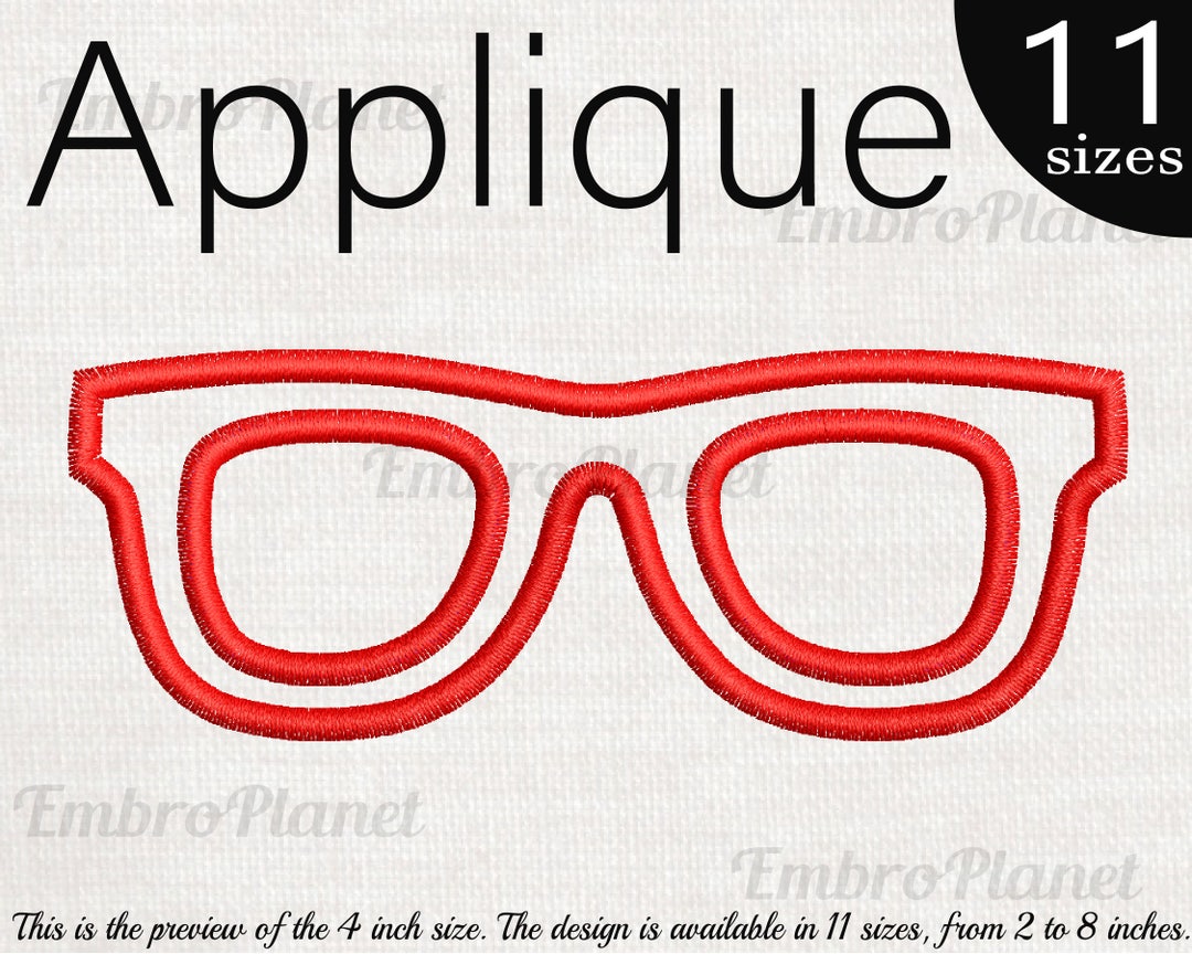 Applique Glasses Design for Embroidery Machine Digital Graphic File