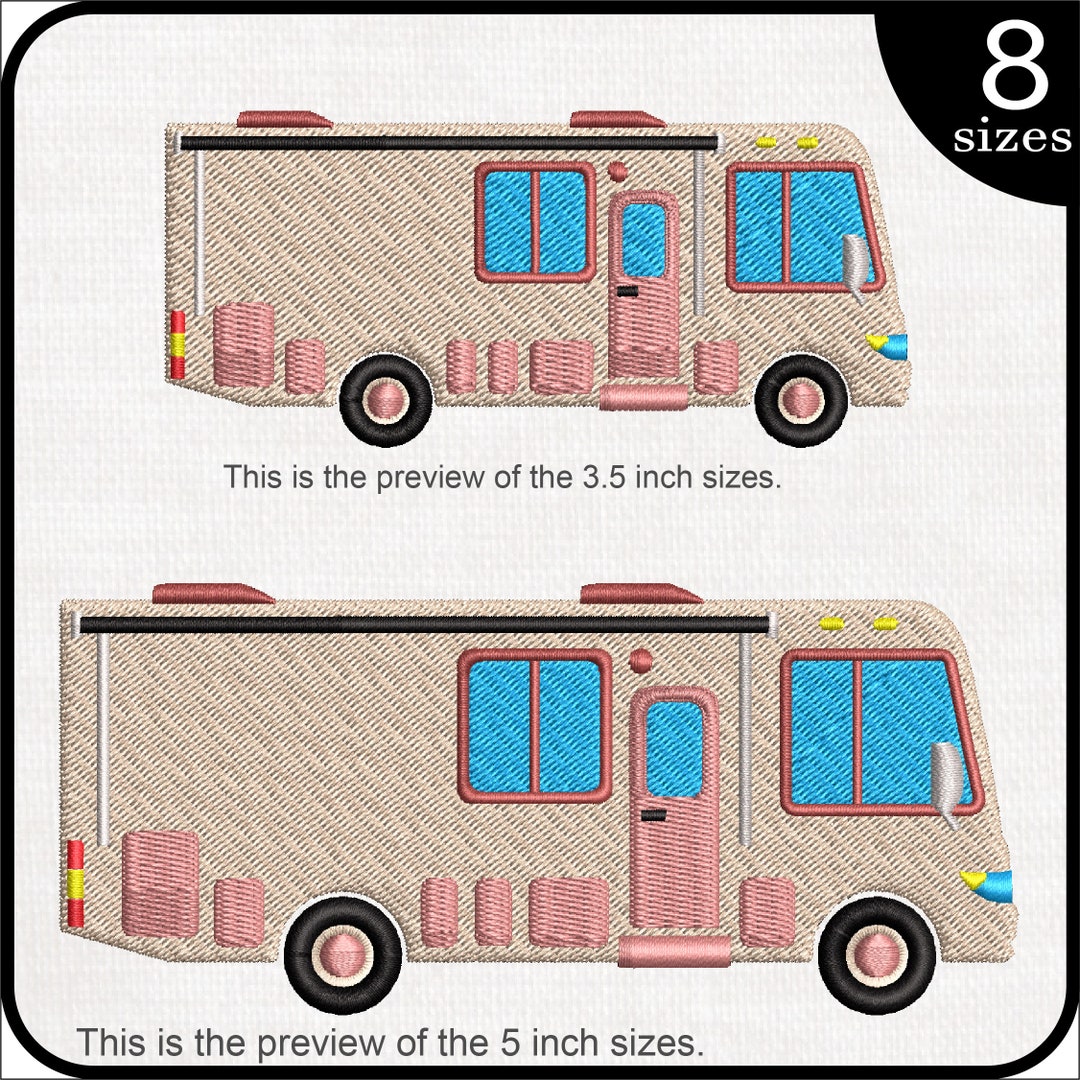 Motorhome Design for Embroidery Machine Instant Download Digital