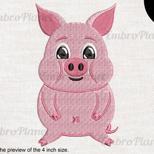 Cute Pig - Design for Embroidery Machine Instant Download digital file stitch sign icon symbol cartoon farm animal 1447e