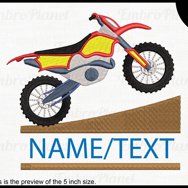 Split Motocross Bike- Design for Embroidery Machine Instant Download digital embroidering files stitch Motor Race Boy File 475e