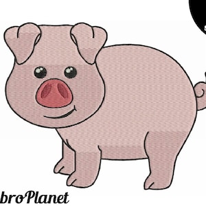 Cute Pig - Design for Embroidery Machine Instant Download Digital Graphic File Stitch 4x4 5x7 inch hoop farm animal piggy hog swine 491e