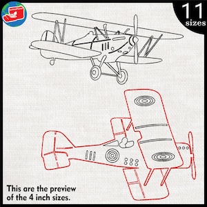Outline Old Planes - Designs for Embroidery Machine, Instant Download, digital embroidering file, stitch cartoon sign plane vintage 596e