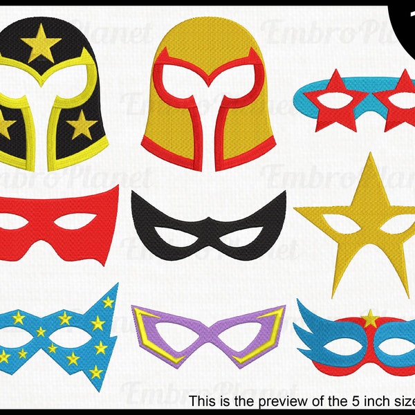 Superhero Masks  - Designs for Embroidery Machine Instant Download digital embroidering files stitch mask hero super face 559e