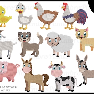 Animali da fattoria - Disegni per ricamo a macchina Download immediato file digitale punto segno icona simbolo cartone animato set animale domestico 1530e