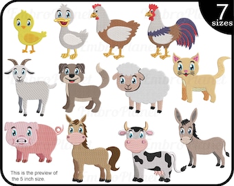 Farm Animals - Designs for Embroidery Machine Instant Download digital file stitch sign icon symbol cartoon set animal domestic  1530e