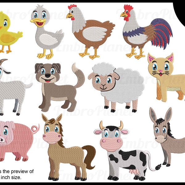 Bauernhof Tiere - Designs für Stickmaschine Instant Download digital file Stitch Sign Symbol Zeichen Zeichen Cartoon Set Tier Haus 1530e