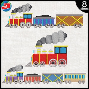 Train Embroidery Designs – Colorful Train Car Stitch (Digital Download)