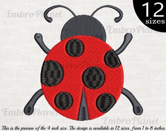 Ladybug - Design for embroidery machine Instant Download digital file stitch sign pattern cartoon ladybird bug red black lady beetle 905e