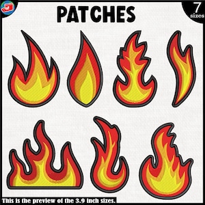Fire Patches - Designs Files For Embroidery Machine - Iron On or Hook And Loop 1717p