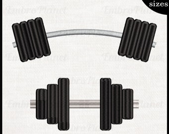 Barbell and Dumbbell Embroidery Designs – Gym Weight Stitch (Digital Download)
