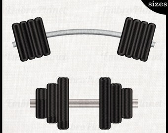 Barbell And Dumbbell - Designs for Embroidery Machine Instant Download digital embroidering file stitch cartoon gym weight 1597e