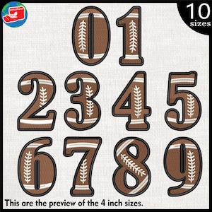 Football Numbers - Designs for Embroidery Machine Instant Download digital embroidering files stitch ball pattern 1249e