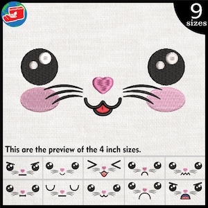 Kawaii Cat Faces – Embroidery Machine Designs (Digital Download)