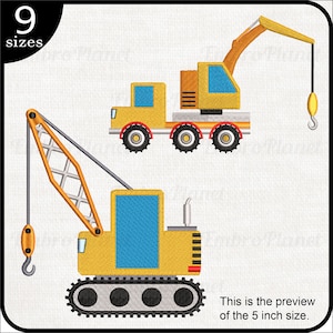 Construction Crane - Design for Embroidery Machine graphic file stitch Instant Download Commercial Use tool icon sign equipment yellow 84e