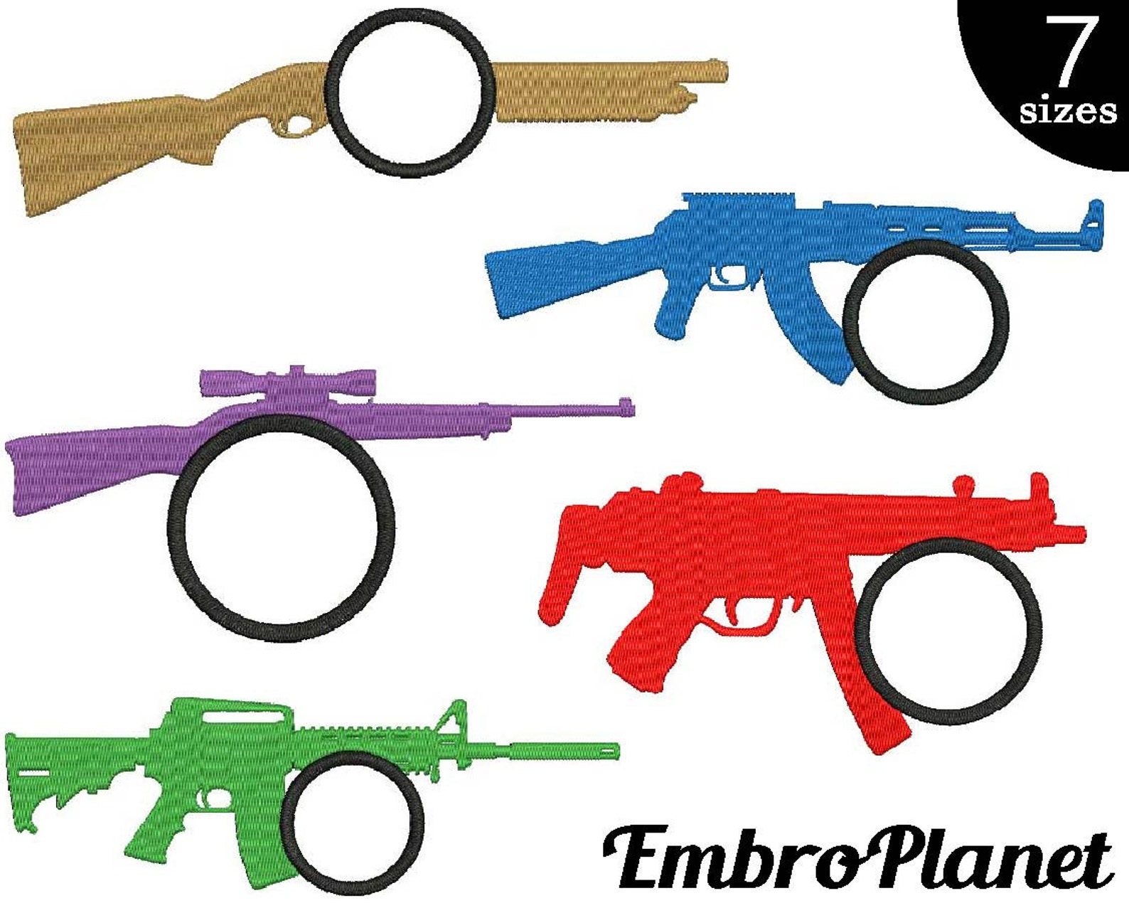 Guns Designs for Embroidery Machine Instant Télécharger Etsy