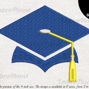 Graduation Hat - Design for Embroidery Machine Instant Download digital file stitch sign icon pattern cartoon symbol cap graduate 1152e