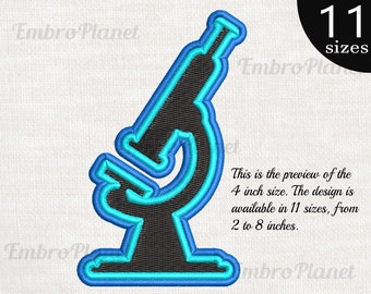 Microscope Embroidery Design – Science Icon Pattern (Digital Download)