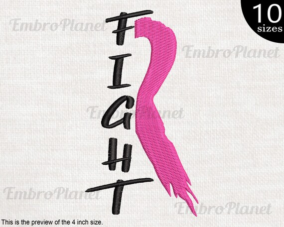 Fight Ribbon Design for Embroidery Machine Instant Download | Etsy