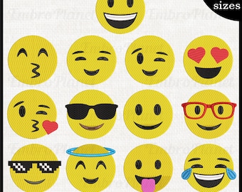 Emoji Faces - Designs for Embroidery Machine Instant Download digital embroidering files sign icon symbol cartoon chat face emoticon 1504e