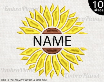 Split Sunflower - Design for Embroidery Machine Instant Download digital file stitch sign symbol icon pattern flower summer yellow 1285e