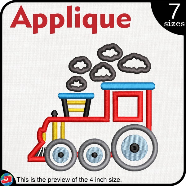 Applique Train - Design pour broderie Machine à téléchargement immédiat des fichiers de broderie numériques au point dessin animé mignon jouet enfant bébé 983e